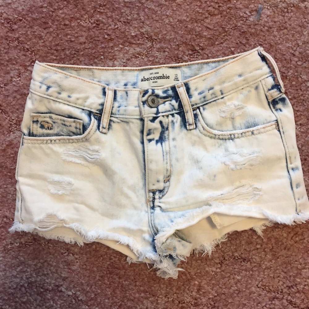 Girls Abercrombie Acid Wash Jeans Shorts